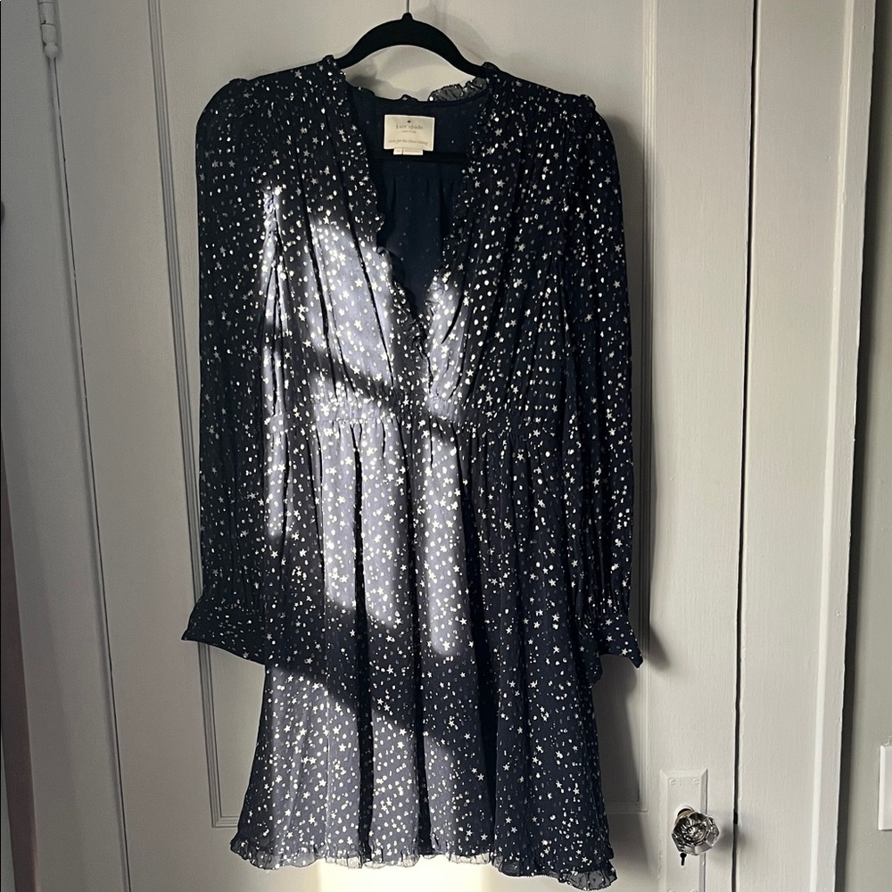 Kate Spade Midnight Blue Dress with silver dots and stars